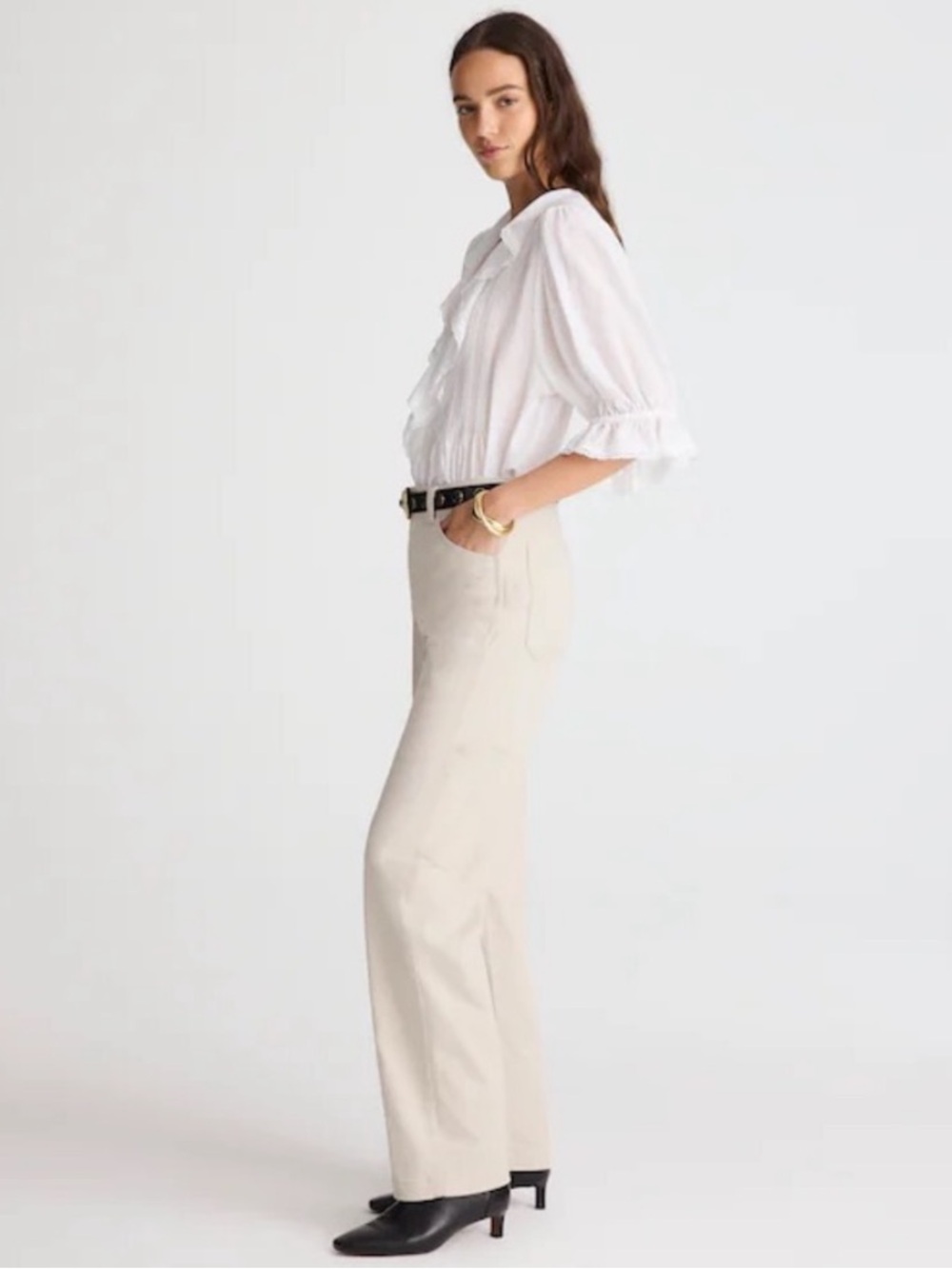 NWT Madewell Balloon Pant in Form Grey Khaki Cream Size 24 Barrel Leg $138 NW467 - Picture 13 of 15